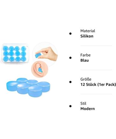 Silicone Earplugs - Soft Reusable Waterproof Noise Suppression for Swimming Sleeping Shooting Airplanes & Concerts - Buy Now in Blue - Buy Online on GoSupps.com