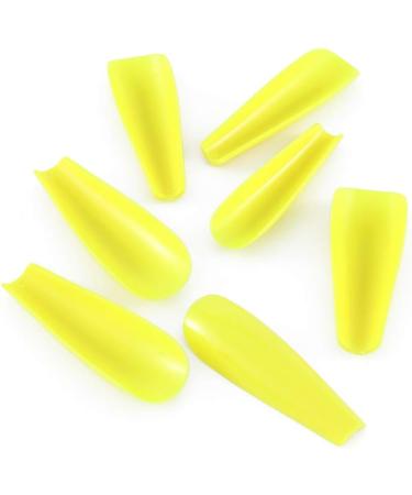 Brishow Coffin False Nails - Long Yellow Stick on Nails for Women and Girls - Buy Online on GoSupps.com