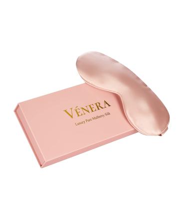 V NERA Silk 100% Pure Mulberry 22 Momme Silk Sleep Mask- Comfortable Silk Eye Sleeping Mask with Silk Wrapping Strap - Pure Silk Filler and Internal Liner (Pink) 1 Count (Pack of 1) Pink