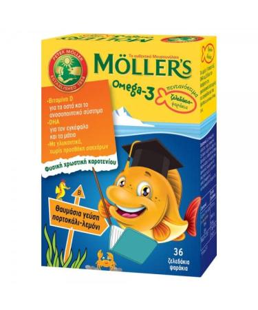 Moller's Omega-3 Jelly Fish Orange-Lemon Flavour 36 Jellies