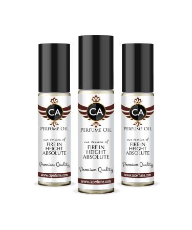 CA Perfume Impression of Christian D. Fire in Height Absolute For Men Replica Fragrance Body Oil Dupes Alcohol-Free Essential Aromatherapy Sample Travel Size Long Lasting Attar Roll-On 0.3 Fl Oz-X3