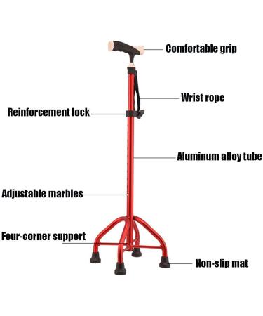Adjustable Crutches Four-Legged Slip Stable Elderly Walking Canes Aluminum Alloy Lightweight Cane with Reinforcement Lock Walker Interesting Prosperous - Buy Online on GoSupps.com