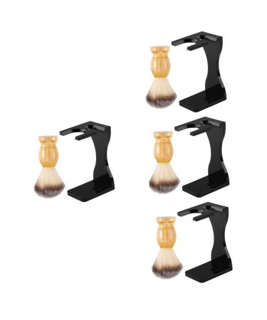 Frcolor 4 sets of shaving set salon shaving brush shaving razor organizer dust brush for the face display holder for shaver razor cream beard brush man desk wood old-fashioned