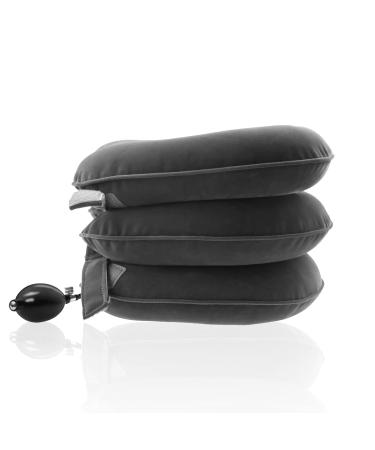 Banglijian Charcoal Grey Three Tier Inflatable Pillow Cervical Neck Traction Device Effective and Instant Relief for Chronic Neck and Shoulder Pain with Adjustable Size (Charcoal Grey)