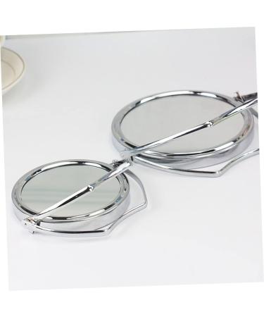 FOMIYES Rotating Vanity Mirror - Double Sided Foldable Desktop Makeup Mirror with Stand - Silver 10x10cm - Buy Online on GoSupps.com