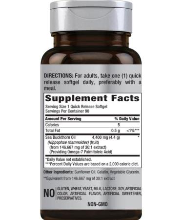 Piping Rock Sea Buckthorn Oil Capsules | 90 Softgels | Sea Buckthorn Berry Extract | with Omega-7 | Gluten Free Non-GMO - Buy Online on GoSupps.com