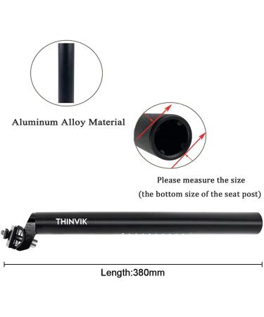 Thinvik Bike Seat Post 350mm - Adjustable Aluminum Alloy Bicycle Seatpost - Black 28.6mm - Buy Online on GoSupps.com