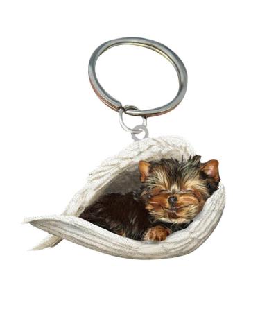 Car Pendant Cute Sleeping Dog Angel Car Key Pendant for Dog Lovers Moms Car Hanging Ornament Windows Decor Ornament Sleeping Angel Animal Pet Dog Lover Car Rear View Mirror Accessories Yorkshirerrier-1 unit size