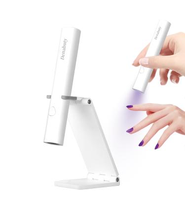 Denabuty UV Light for Gel Nails Mini U V LED Nail Lamp Handheld with Stand Portable Nail Dryer Rechargeable USB Cordless Nail Light with 2 Timers for Fast Drying White