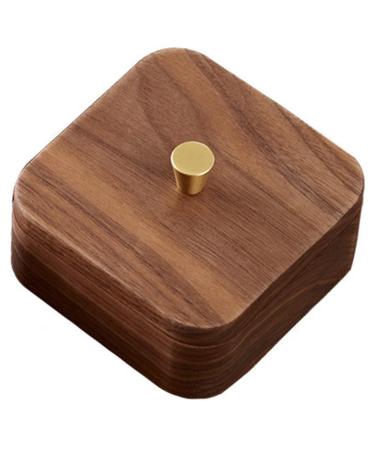 Tlilyy Nordic Simple Dental Floss Box Walnut Wood Customizable Easy to Use 9.6 x 9.6 x 6 cm