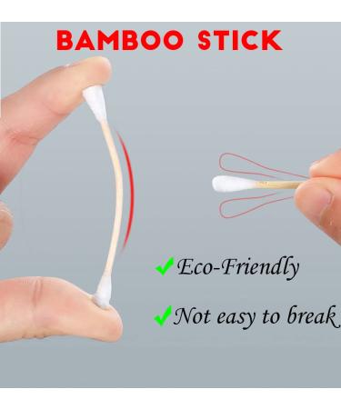 500 Count Biodegradable Cotton Swabs | Organic Wooden Sticks | Firm Qtips for Ears | Natural Cotton Buds | 3 inch | Small Box - Buy Online on GoSupps.com