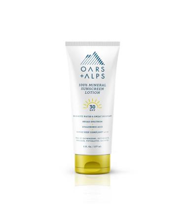 Oars + Alps Mineral SPF 30 Sunscreen Body Lotion  Naturally Derived Skin Care Infused with Shea Butter and Vitamin E  6 Fl Oz
