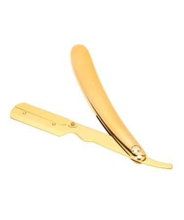Razor with a straight edge ergonomics handraser men foldable professional professional razor set for barbershops & shave (gold)