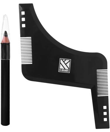 K-Brands Beard Shaper with inbuilt Comb and Barber Pencil Liner - Beard Stencil Lineup Guide - Styling Template Shaping Tool for Men - Black - Buy Online on GoSupps.com