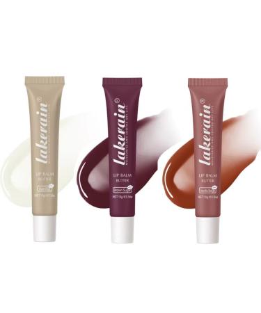 3 Colors Lip Butter Balm Set Vanilla Vanilla Beige Brown Sugar Lasting Moisture Non Stick Glow Resurrection Cream Lip Oil Gloss Trio Lip Care Makeup(123# Vanilla + Vanilla Beige+Brown Sugar)