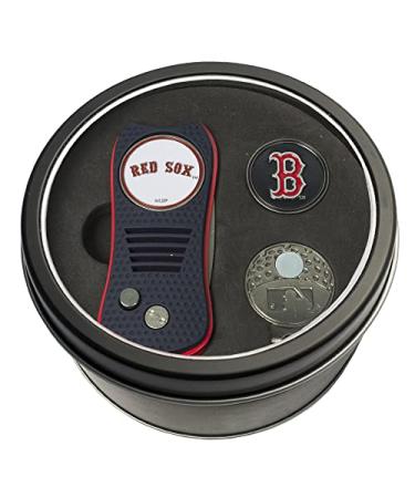 Team Golf MLB Gift Set Switchblade Divot Tool, Cap Clip, & 2 Double-Sided Enamel Ball Markers, Patented Design, Less Damage to Greens, Switchblade Mechanism Boston Red Sox