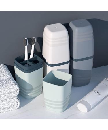 Jadin Travel Toothbrush Cup Set - 2 Creative Toothbrush Etuis for Camping Business & School - Stylish White & Gray Design - Buy Online on GoSupps.com