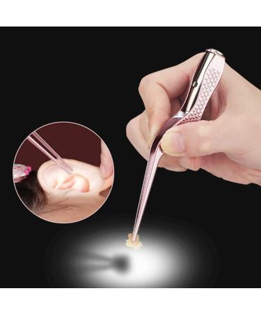 Lighted Tweezers & Earpick Set - Glowing Ear Color Removal Tools - 4pcs Medium Pink Ear Cleaners - Buy Online on GoSupps.com