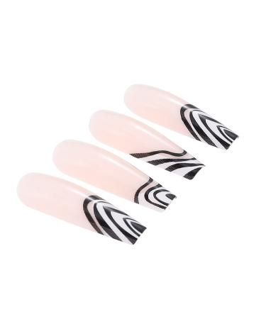 Vatocu Long French Artificial Nails - Shiny Black Acrylic Press-On Coffin Nails for Women & Girls (24 Pieces) - Perfect Nude Nail Art - Buy Online on GoSupps.com