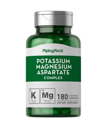 YHN Potassium Magnesium Aspartate Complex 99 mg/180 mg | 180 Quick Release Capsules | Non-GMO Gluten