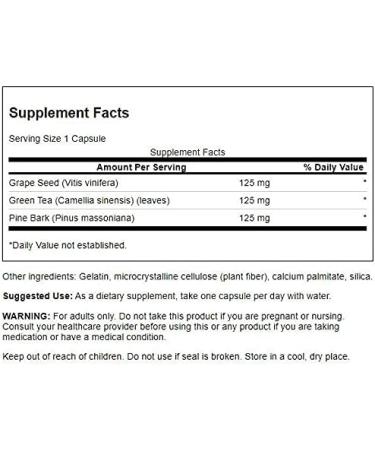 Swanson Grape Seed Green Tea & Pine Bark Complex - Cardiovascular & Immune Support Supplement, 60 Capsules - Buy Online on GoSupps.com