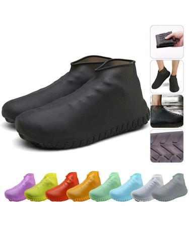Nirohee Silicone Shoes Covers, Shoe Covers, Rain Boots Reusable Easy to Carry for Women, Men, Kids. Large Black(short Style)