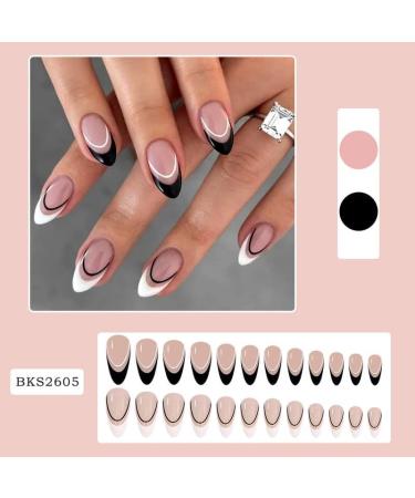 24Pcs Press on Nails Short French Tips Fake Nails Acrylic Square False Nails Summer Reusable Artificial Almond Nails for Women and Girls - Buy Online on GoSupps.com