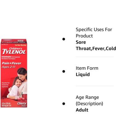 4oz Tylenol Children's Cherry Blast Oral Suspension - Fast-Acting Pain Relief - Buy Online on GoSupps.com