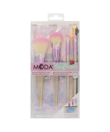 Buy Moda Royal & Langnickel 5pc Ice Cream Full Face Makeup Brush Kit - Powder Complexion Blender & Detail Brushes - Strawberry Vanilla - International Shipping Available - Buy Online on GoSupps.com