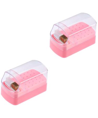 FOMIYES 2pcs Nail Polish Head Box Nails Drill Bits Nail Drill Bit Case Nail Drill Bit Holder Nail Drill Holder Nail Drill Organizer Nail Drill Storage Nail Bits Plastic 2 in 1 Accessories