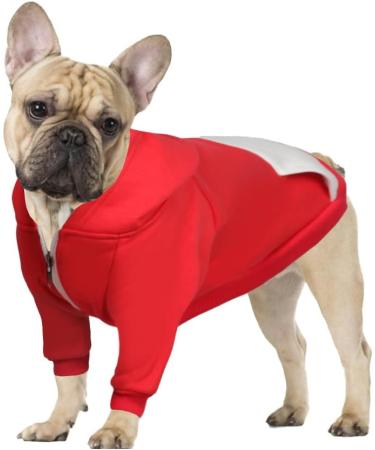 Meioro Dog Hoodies - Warm Zipper Dog Clothes for Pets | Cute Red Hoodie for Medium Dogs - Buy Online on GoSupps.com