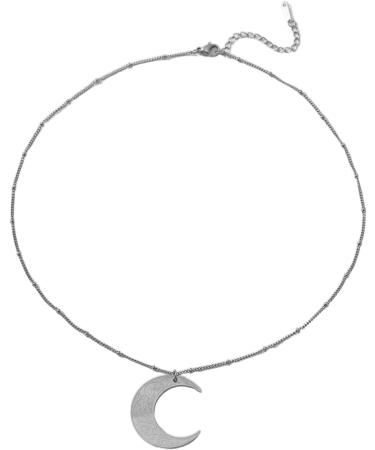Oralgo Moon Pendant Necklace - Stainless Steel Ayatul Kursi Crescent Choker | Unique Islamic Jewelry Gift - Buy Online on GoSupps.com
