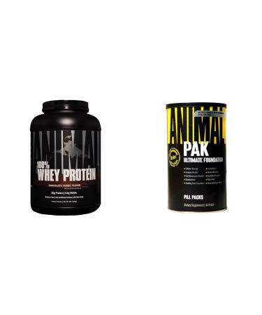 Animal 100% Whey Protein Powder Whey Blend for Pre- or Post-Workout & Pak - Convenient All-in-One Vitamin & Supplement Pack