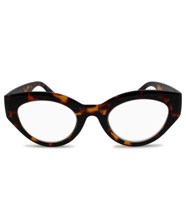 2SeeLife Bold Cat-Eyes Women's Reading Glasses (+1.0 up to +3.0) Tortoise 2.0 x
