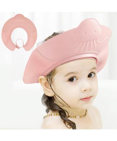 Baby Shower Cap Bath Visor Protection Silicone Adjustable Safe Shower Bathing Cap for Infants Toddler Baby Kids Children (6 Months-12 Years old/36-58cm Pink Jellyfish)