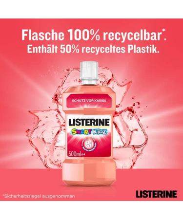 Listerine Smart Kidz Mild Berry Mouthwash (500ml) - Alcohol & Sugar-Free Antibacterial Formula for Kids - Caries Protection - Pack of 2 - Buy Online on GoSupps.com