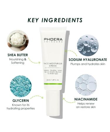 Phoera Face Moisturizer Cream | Hydrating & Nourishing Skincare for All Skin Types | Shea Butter & Hyaluronic Acid | Non-Greasy Silky Finish | Shop Internationally - Buy Online on GoSupps.com