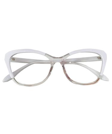 Cat Eye Reading Glasses Stylish Large Frame Anti Eye Fatigue Readers for Women Lightweight and Comfortable Visual Aid 2.00x White