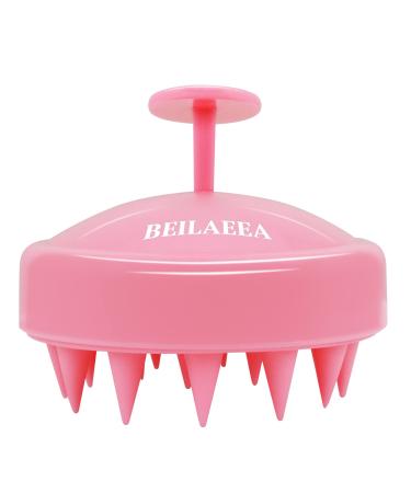 BEILAEEA Shampoo Brush Scalp Care Hair Brush & Body Brush  with Soft Silicone Scalp Massager  Scrubber for Shower  Used for Wet & Dry Use Women Men Child Dandruff Removal and Hair Growth (Pink)