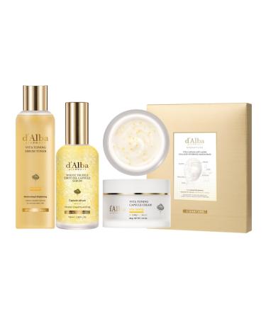 Vita Toning Serum Toner + Vita Toning Capsule Cream + Oil Capsule Serum + Vita Capsule Hydrogel Mask 8 Shape 1box (4 Sheets)