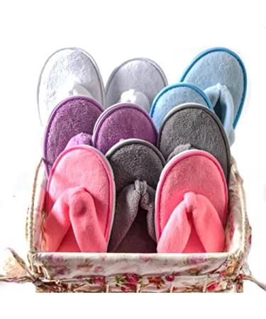 Spa Slippers Flip Flops 5 Pairs Soft Fleece Women Men House Slippers Guest Slippers Hotel Slippers in Salons Bathoom Party Washable Not Disposable Multi ( 5 Pairs )