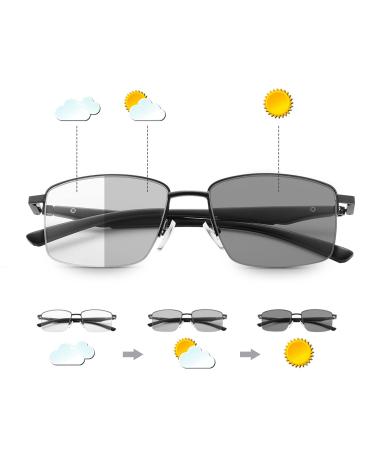 Yimi spring hinges photochrome progressive multifocus transition reading glasses blue light block multifocal computer glasses black 1.0 x