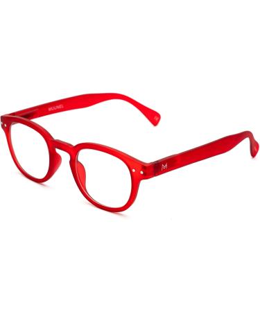 Muunel Blue Light Blocking Glasses Essilor Lenses Anton UVAllBlue Women Square Shape Red Frame -3.50 Strength - Buy Online on GoSupps.com