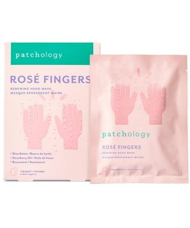 Patchology Rose Fingers - Renewing Hand Mask with light Strawberry Scent Soothing Fruit Extracts for Baby-Soft Hands  Moisturizing Gloves Best for Dry & Cracked Skin - 1 Pair
