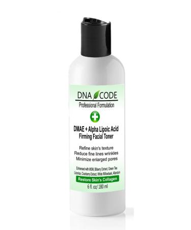 DNA Code-DMAE+Alpha Lipoic Facial Firming Toner Restore Skin Collagen & Elastin Hydration Pore Minimize 6 Ounce