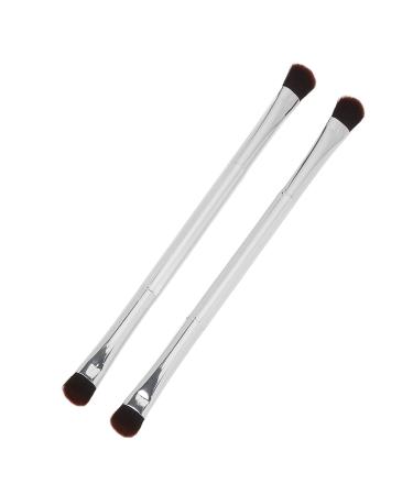 Soft Hair Double Ended Eyeshadow Brush Set - Silver 2pcs for Women Makeup Artists | Premium Eyelid Cosmetic Tools - Buy Online on GoSupps.com