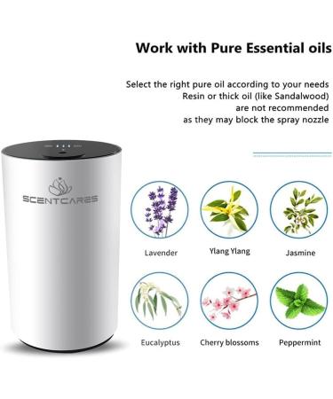 Waterless Essential Oils Diffuser - Portable Battery Operated Smart Cordless Design - Cold Mist Aroma Diffuser (White - Buy Online on GoSupps.com