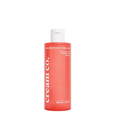 cream co. 200ml AHA/BHA Vitamin C Daily Facial Toner Exfoliating Facial Lotion for Oily Combination & Normal Skin Dermatologist Tested Toner for Face Sulphate Free Paraben Free Skin Toner