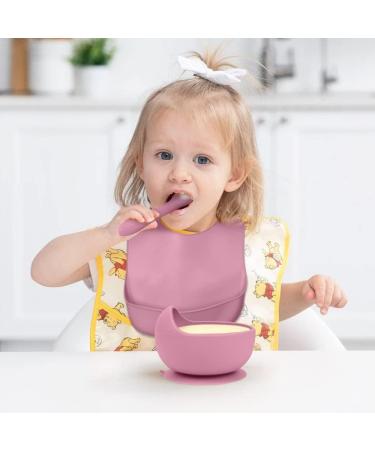 Vicloon Silicone Baby Feeding Set | 4-Piece Weaning Suction Set | BPA-Free | Toddlers & Kids Bowl Gift | Pink Sucker Bowl - Buy Online on GoSupps.com