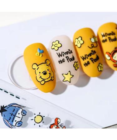 Dedyel 5D Embossed Cartoon Nail Art Sticker Decals - Cute Honey Pooh Bear Design - Self-Adhesive DIY Nail Art Decoration (3 Sheets) - Buy Online on GoSupps.com